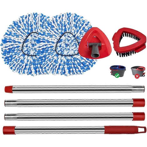 Manches, têtes et bases de rechange pour balais à franges rotatifs compatibles avec le système O Cedar EasyWring Rinseclean à 2 réservoirs réutilisables (1/5)
