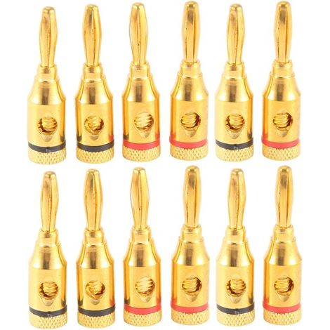 Connettore a banana placcato oro, tipo a vite aperta (6 paia (12 spine)) (1/4)