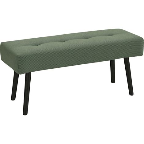 Banc en velours côtelé vert avec pieds en métal pour chaussures 100x36x45 cm idéal pour votre entrée ou salon. (1/5)