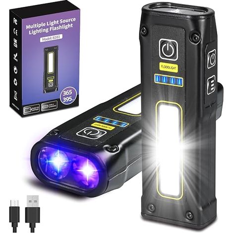 Lampe Torche UV 365+395 Lumiere Noire, Lampe de poche LED, Mini Lampe Ultraviolet - Alimentation d'urgence - Urine, Détecteur de Scorpion, Résine Durcissante (1/5)