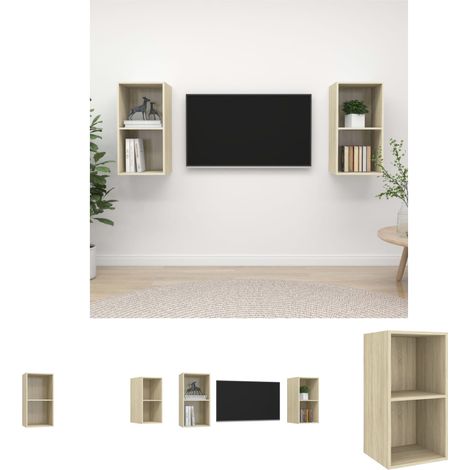 Sonoma-Eiche - vidaXL TV-Wandschränke 2 Stk. Sonoma-Eiche Holzwerkstoff - Schrank für HiFi (1/5)