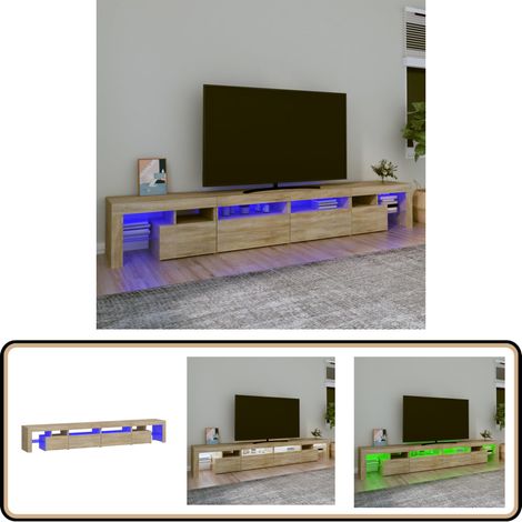Meuble TV avec lumières LED Chêne sonoma 260x36,5x40 cm - Meuble Tv - Meuble Tv Led - Meuble Tv Avec Éclairage - Meuble Tv Design - Meuble Tv Rangement (1/5)
