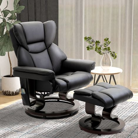 Sillón reclinable con función de masaje, reposapiés y función de reclinación, piel sintética, 79 x 82 x 101 cm (1/5)