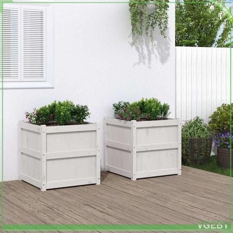 Jardinière - FAFEICY - 837427 - Bois de pin massif - Blanc - 60 x 60 x 60 cm (1/5)