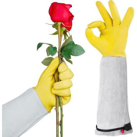 Gants de jardinage à manches longues en cuir de vache – Protection anti-épines – Poignets ajustables – Confort respirant pour taille de haies (1/5)
