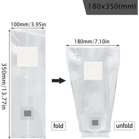 (180 x 350 x 0,06 mm, 10 pièces) Sacs de culture filtrants en polypropylène (PP) pour mycélium de champignons, épaisseur 0,06 mm, respirants et résistants aux hautes températures, pour jardinière. (1/4)