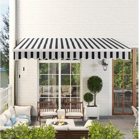 Tenda da balcone 395x245x350 cm bianca in alluminio con manovella e protezione UV (1/5)