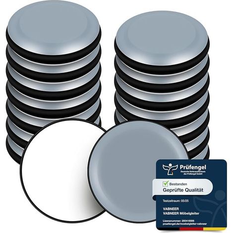 Patins pour Meubles 16 Pièces 19 mm - Patins Téflon Ronds Auto-Adhésifs - Glissières de Protection pour Sols Lisses et Tapis (1/5)