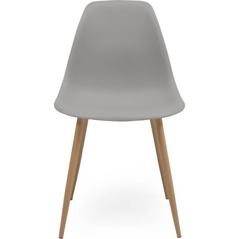 Silla de comedor CAIRO NORDIC asiento de polipropileno y patas de metal símil madera  GRIS MEDIO (1/3)