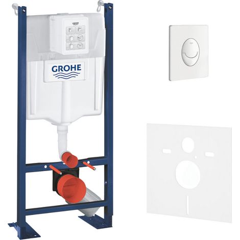 Grohe – Pack WC Bâti autoportant Rapid SL 391450003 – Plaque Skate Air blanche – Set isolation phonique – 1,13 m – Certifié NF (1/5)