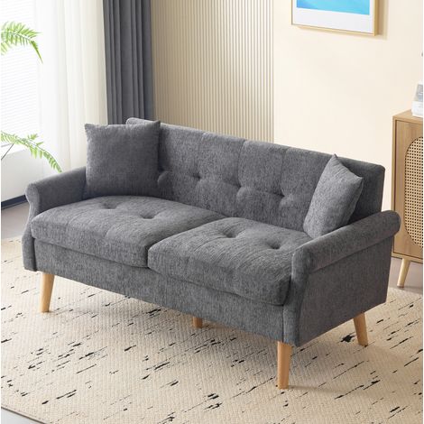 Sofa Sitzmöbel kompakt Chenille Zweisitzer Grau OKMYHOME (1/5)