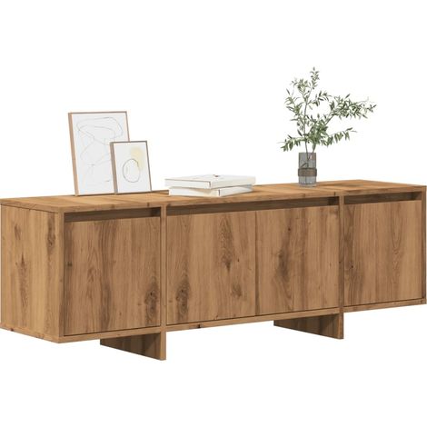 Vidaxl – Meuble TV en bois d'ingénierie chêne artisan 120x30x40,5 cm – 4 portes de rangement – Surface résistante à l'humidité (1/6)