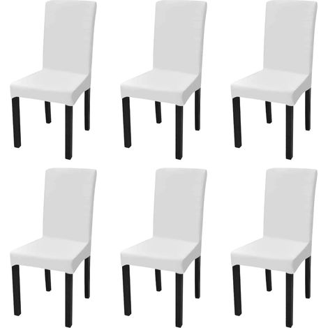 Maison Exclusive - Housses extensibles de chaise 6 pcs Blanc (1/5)