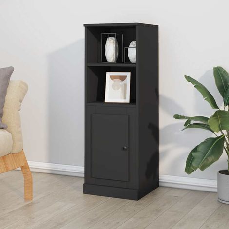 Buffet haut noir 36x35,5x103,5 cm bois d'ingénierie (1/5)