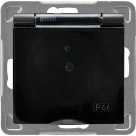 Enchufe Impresja antisalpicaduras con o sin tapa transparente IP44 color antracita GPH-1YZ/m/50/d