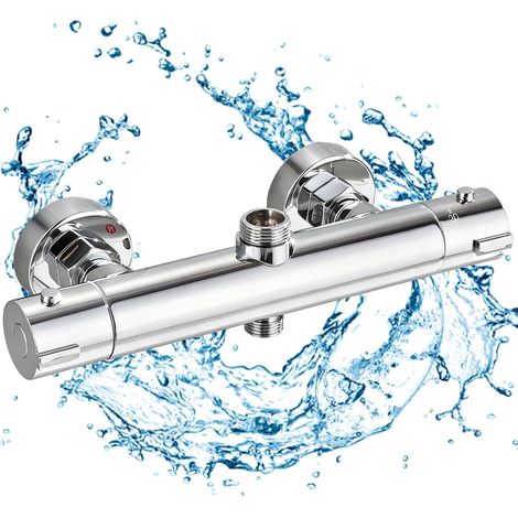 Thermostatic Shower Mixer Tap with 2 Outlets Thermostatic Mixer Tap G3/4+Bottom G1/2 Chrome Brass for Shower (1/5)