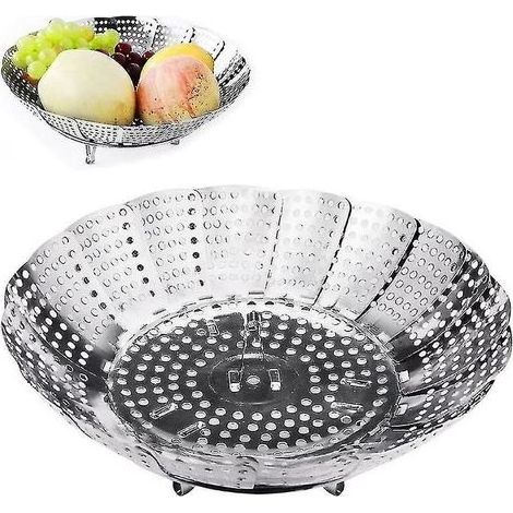 Vegetable Steamer With Steamer Insert Made Of Stainless Steel, Steamer Insert Foldable Steamer Basket Compatible With Vegetables, Saucepans (1/3)