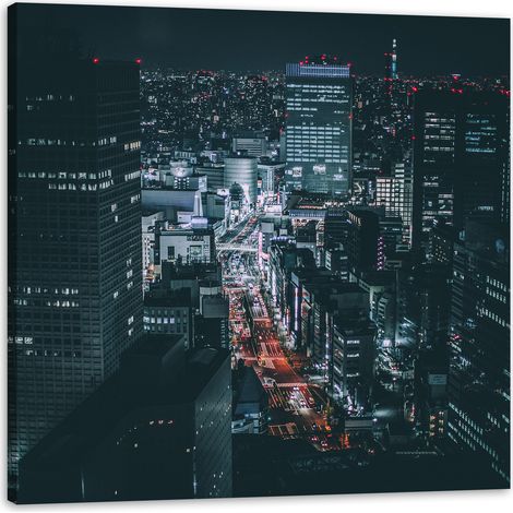 Leinwanddruck „Tokioter Architektur bei Nacht“, 40 x 40 cm