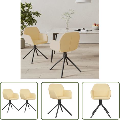 Lot de 2 Chaises pivotantes Chaises de salle à manger Chaise de cuisine Crème Velours 56340 (1/5)