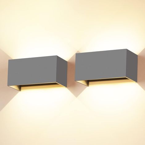 2 Pièces Applique Murale LED, 24W, Aluminium, IP65, Intérieur Extérieur (1/5)