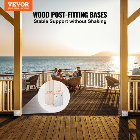 Support de Poteau Bois 8"x 8" 203x203 mm Base d'Ancrage Poteaux Acier Inoxydable Taille Interne 185x198 mm avec Accessoires pour Ra… (1/5)