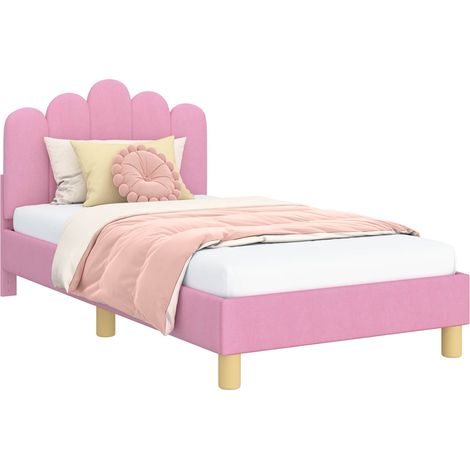 Children's Bed Frame with Headboard Pink 80 x 160 cm Fabric vidaXL