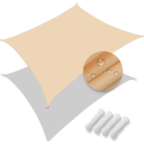 Voile d'ombrage imperméable (jaune pâle, 2 x 2 m), protection UV 95 %, auvent de jardin (1/5)