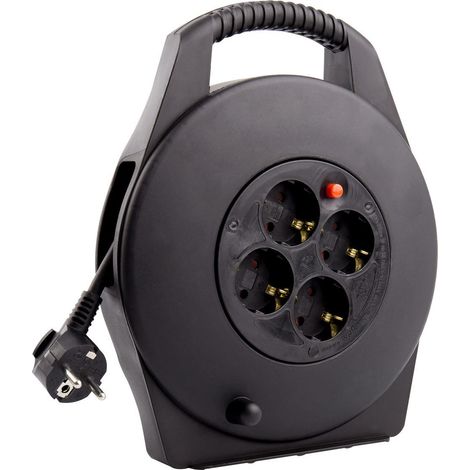 Carrete Alargador de Cable 10m 3x1.5 mm Negro