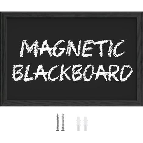 Tableau magnétique avec cadre en bois, écriture à la craie, à suspendre verticalement ou horizontalement, tableau de collecte magnétique, avec corde de chanvre à suspendre, 60 x 90 (1/5)