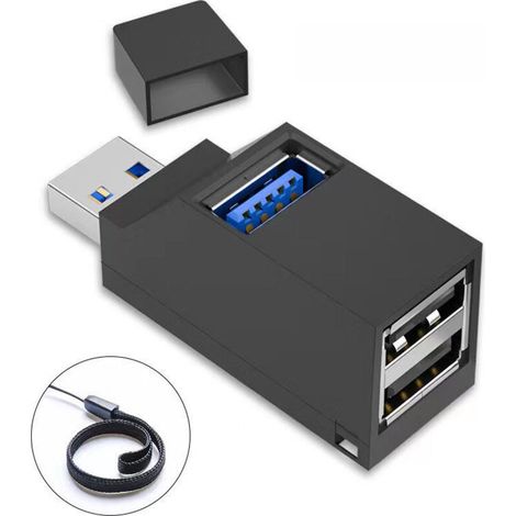 Station d'extension USB 3.0 double port pour PC portable, hub multifonction avec adaptateur de connexion (1/5)