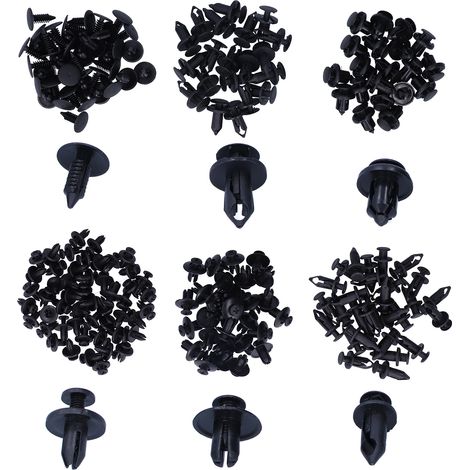 190 pièces clips de fixation auto 6 tailles mélangées rivets à pousser pour carrosserie aile capot tableau de bord (1/5)