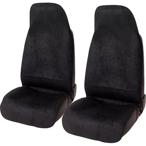 Lupex Shop - Coprisedili universali per auto e furgone, coppia anteriore (2 pezzi) Antiscivolo, Protezione e copertura per Guidatore e Passeggero, colore nero cod. LS51 (1/4)