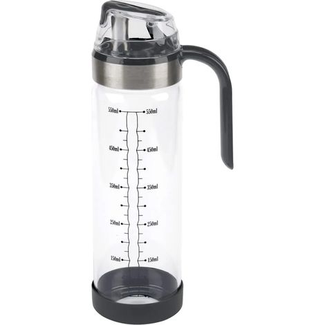 Dispensador de aceite y vinagre de vidrio de alta calidad, vertedor de aceite medidor para la cocina, gran abertura para rellenar y limpiar fácilmente, botella de aceite de vidrio transparente con esc (1/5)
