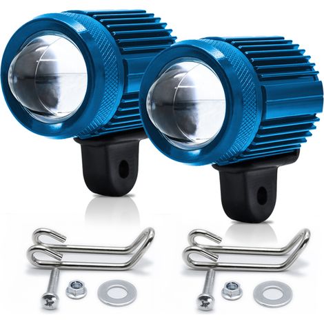 Lot de 2 phares longue portée LED pour moto, feux de route et antibrouillards bicolores (blanc 6000K et jaune 3000K), 30 W, pour moto, voiture, tracteur, camion, quad, SUV et bateau. (1/5)