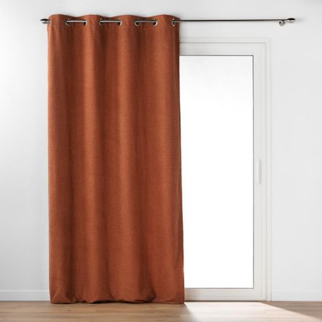 Rideau à Œillets Bouclette "Wooly" 140x240cm Terracotta (1/5)