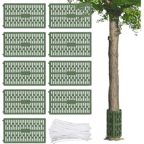9 Pièces Protection Tronc Arbre, Plastique Réglable 33x20cm, Aération Intégrée, Jardin Parc Résidence (1/5)