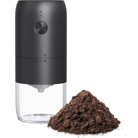 Coffee grinder - Electric coffee grinder - Portable automatic coffee grinder - Compact grinding disc - Adjustable grind - Multiple grind modes for coffee, vanilla, and nuts - Black (1/2)