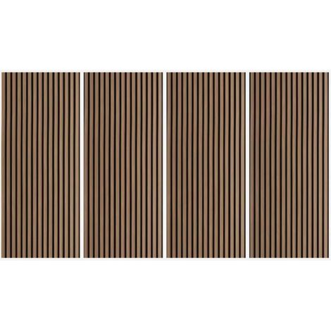 4 x pannello fonoassorbente 120x60cm murale decorativo legno Noce Scuro Tabb-NS