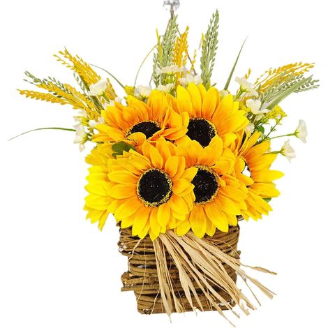 Guirlande Florale - Couronne de Fleurs Artificielles en Plastique - Décoration Intérieure Extérieure pour Porte Mur Cheminée - 38 x 30 x 10 cm (1/5)