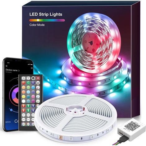 15 m LED-Streifen, LED-Schlafzimmerleuchte, RGB-LED-Streifen, steuerbar per Bluetooth-App oder Fernbedienung, synchronisiert sich mit dem Musikrhythmus, zur Dekoration von Weihnachten, Partys, Gaming, (1/5)