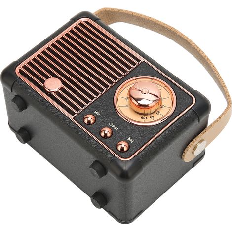 Enceinte Bluetooth rétro HiFi stéréo, transmission rapide, faible consommation d'énergie, portable, style vintage, pour la maison et l'extérieur, noire. (1/4)