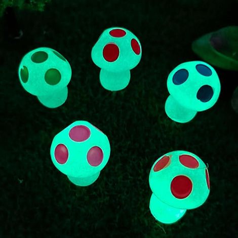 Figurines miniatures de champignons lumineux, lot de 50, faites main par des enfants (1/4)
