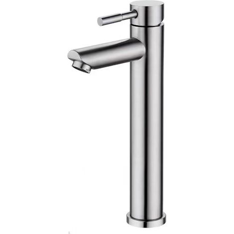 Export-grade 304 stainless steel brushed gold bathroom sink, single-hole washbasin, hot and cold water undermount basin faucet - brushed straight spout, tall style [hot and cold water]