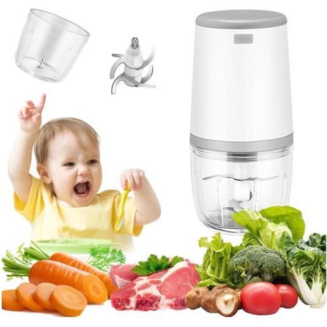 Mini Mixeurs pour Bébé, Mini Robot culinaire, 300ml Bébé Blender, Mini Hachoir Électrique, Mini Robot Culinaire avec Chargement USB (1/4)