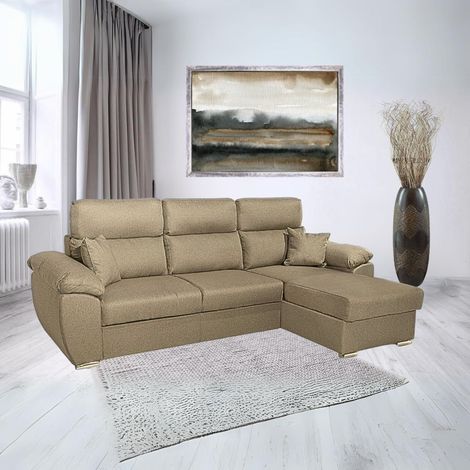 Divano con penisola contenitore cappuccino ComoII tessuto giulia9703 (1/5)
