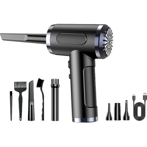 Pistola ad aria compressa, 3 velocità, 50.000 giri/min, soffiatore per PC ad aria secca, spolverino per computer ricaricabile tramite USB con batteria da 6000 mAh per laptop, tastiera, auto, divano
