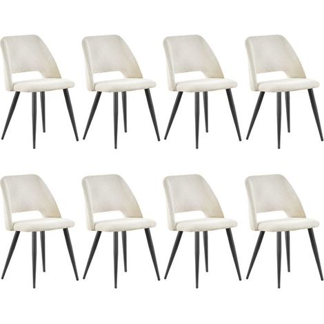 Chaise de salle à manger - WAFTING - WAFTING - Lot de 8 - Velours beige - Pieds métal (1/5)