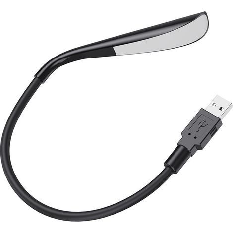 Lampe LED USB noire, lampe pour ordinateur portable, lampe de lecture, à intensité variable, portable. (1/5)