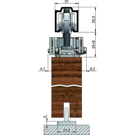 HELM 73 synchron Set zweiflügelig, für Holz, ohne Zahnriemen, bis 80kg (1/3)