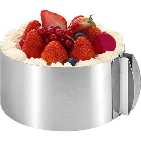 Adjustable pie ring from 16 to 30 cm, cake ring height 8.5 cm, stainless steel, stable shape, stable baking frame for effortless preparation of cakes, tarts (1/5)